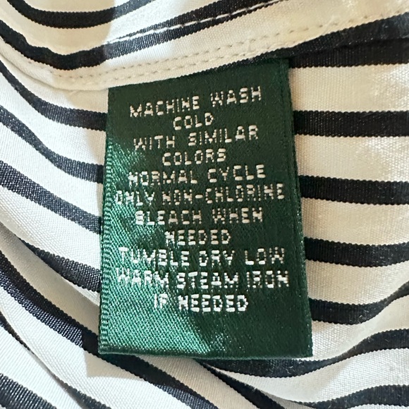 Lauren Ralph Lauren Two Tone White/Black Stripe Cotton Button Down Shirt Size 2X - Picture 11 of 12